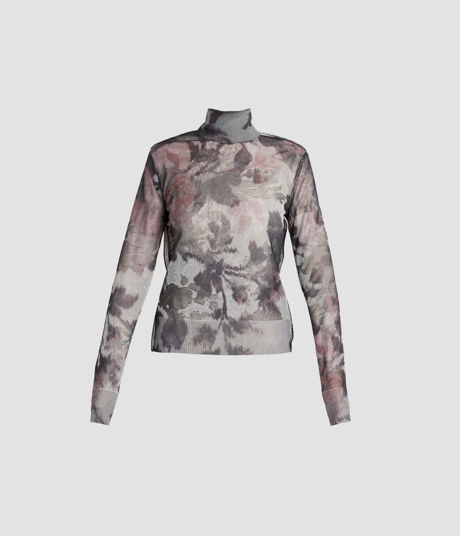 FLORAL PRINT JACQUARD TURTLENECK - 1