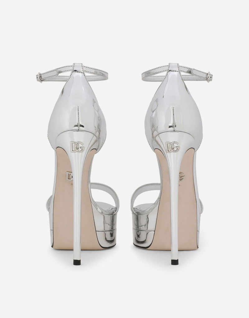 Dolce & Gabbana Mirrored-effect calfskin platform sandals outlook