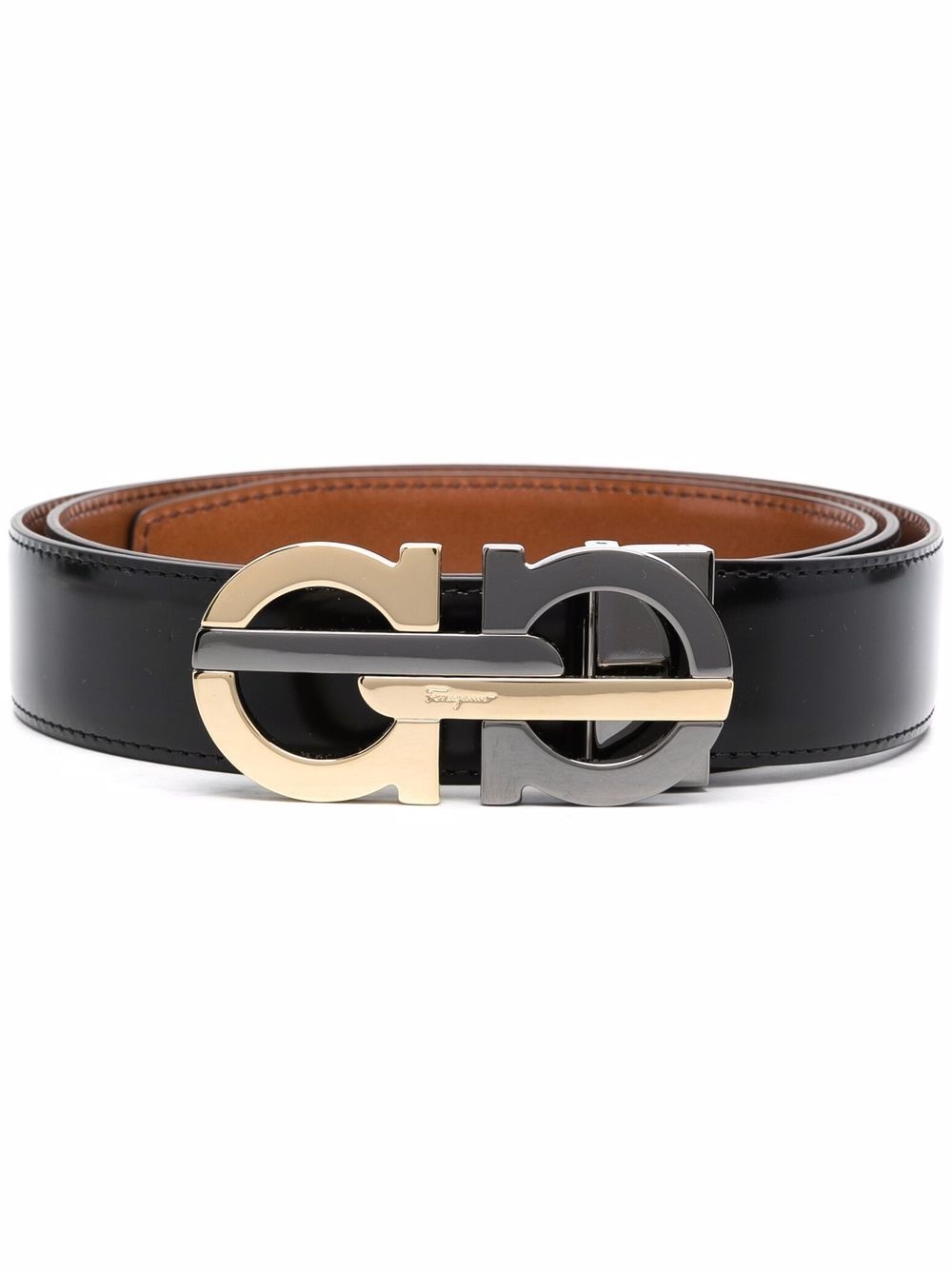 gancini buckle leather belt - 1