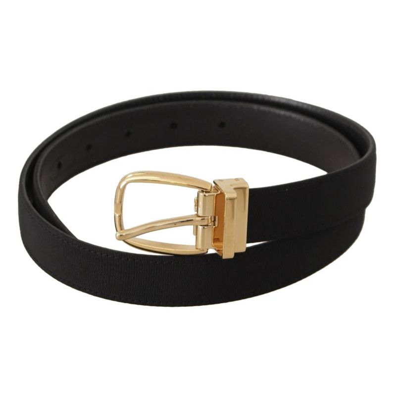 Dolce & Gabbana CANVAS LEATHER BELT WITH GOLD METAL BUCKLE outlook
