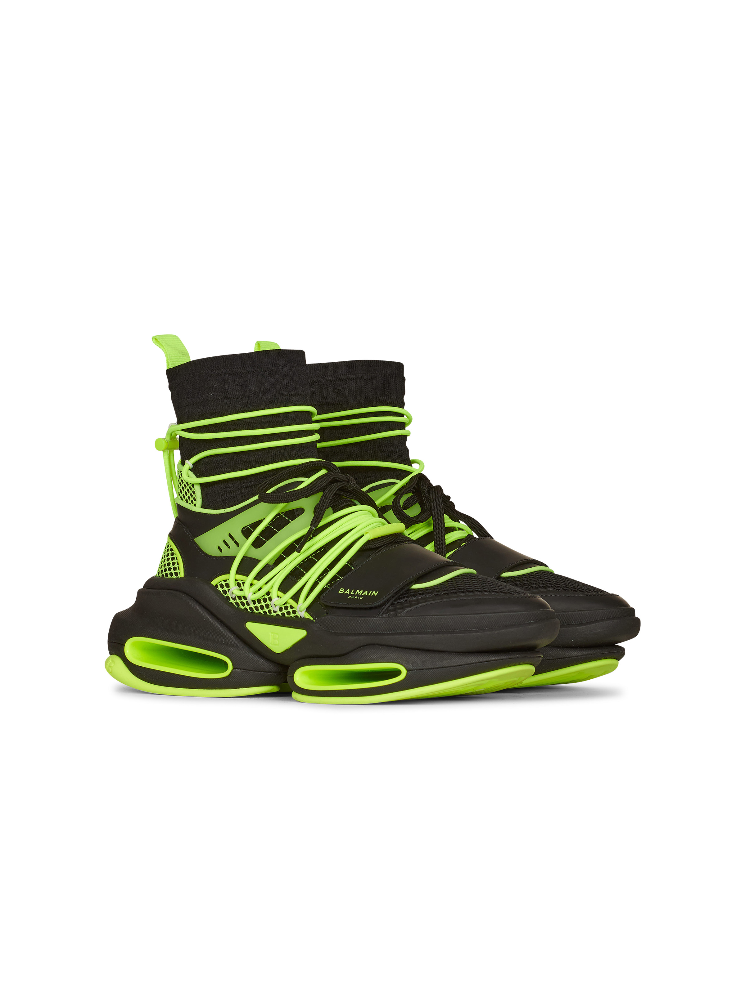 Bicolor knit and mesh B-Bold high-top sneakers - 2
