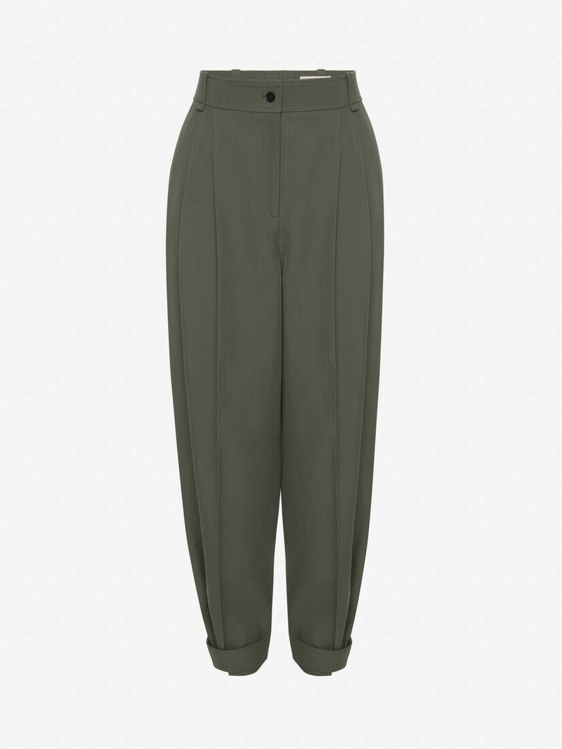 Women's Military Trousers in Military Green 1