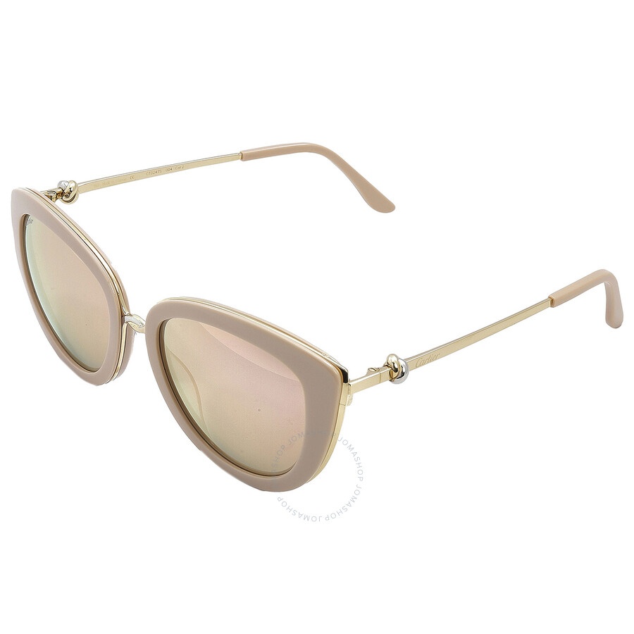 Cartier Brown Rose Gold Mirror Cat Eye Ladies Sunglasses CT0247S 004 54 - 5