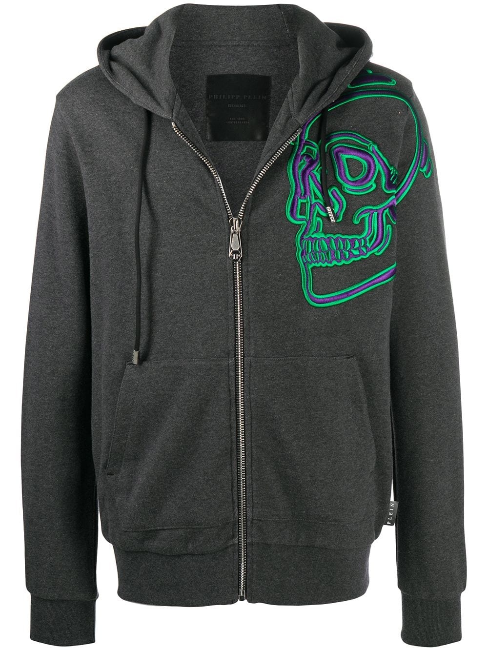 embroidered skull sweatjacket - 1