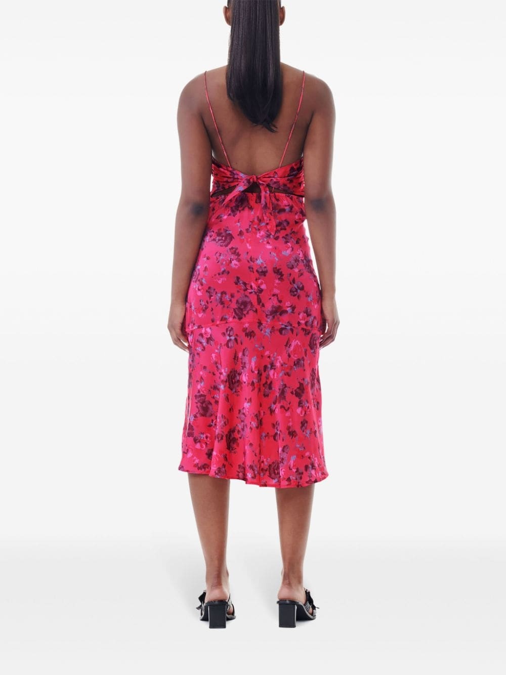 floral-print satin slip dress - 4