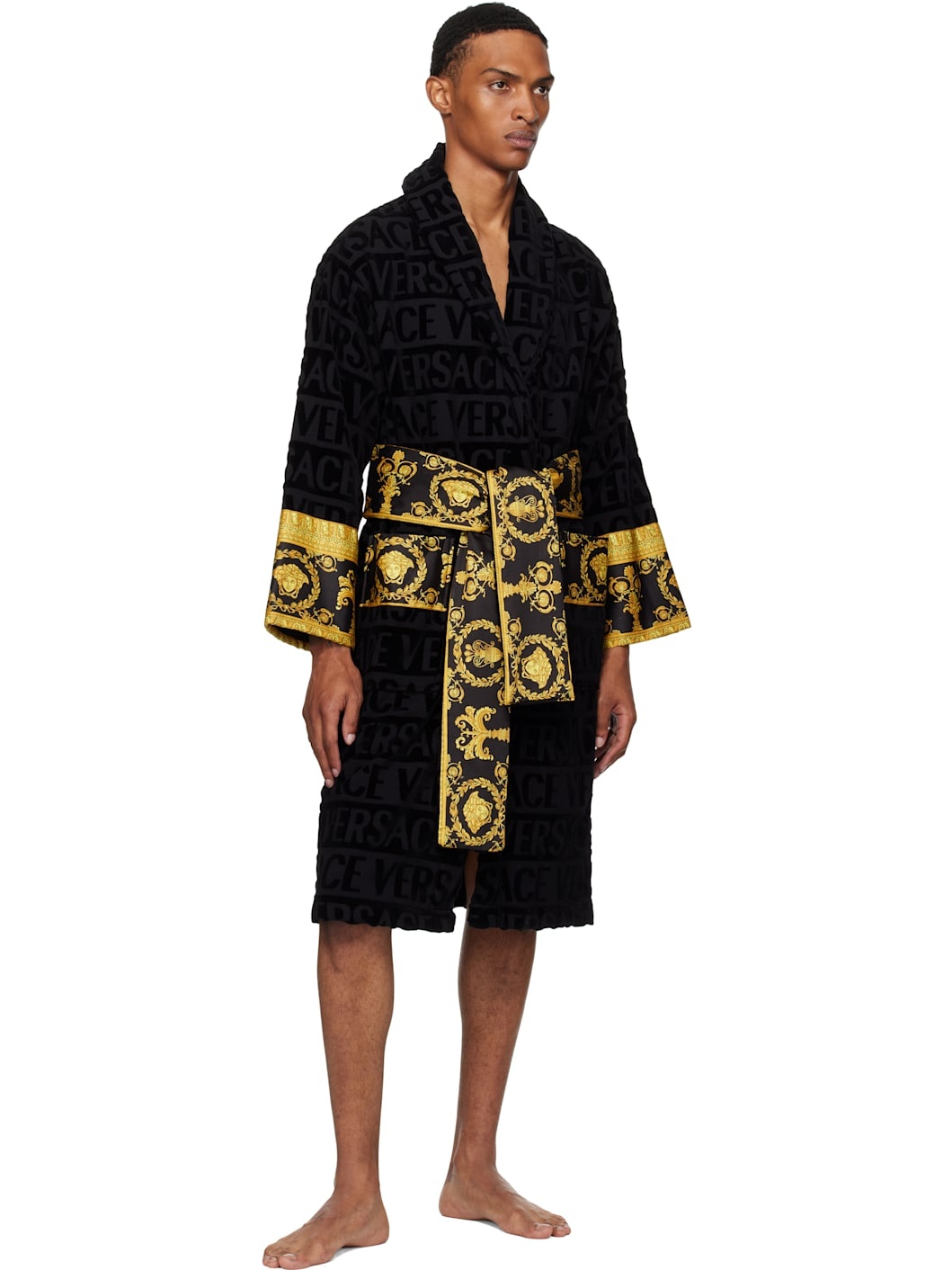Black 'I Heart Baroque' Bathrobe - 4