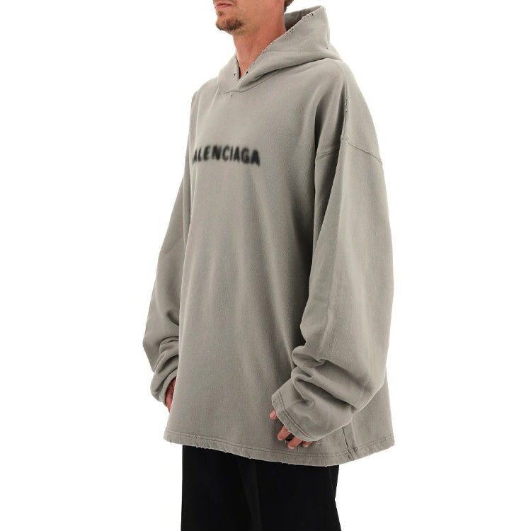 Balenciaga Blurred Logo Distress Hoodie 'Grey' 661711TKVD68174 - 5