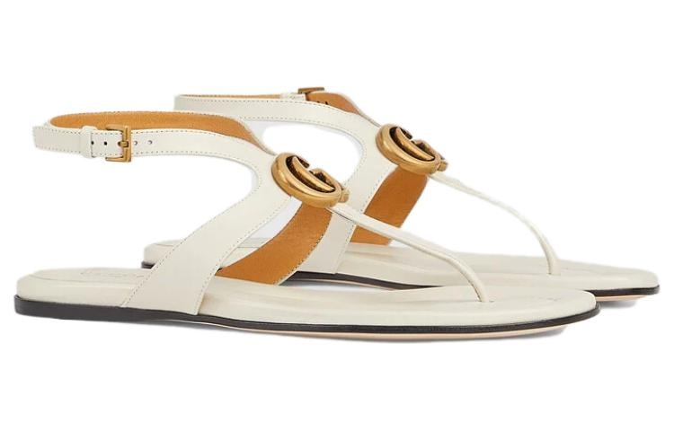 (WMNS) Gucci Double G Thong Sandal 'White Leather' 746030-BKO00-9049 - 2