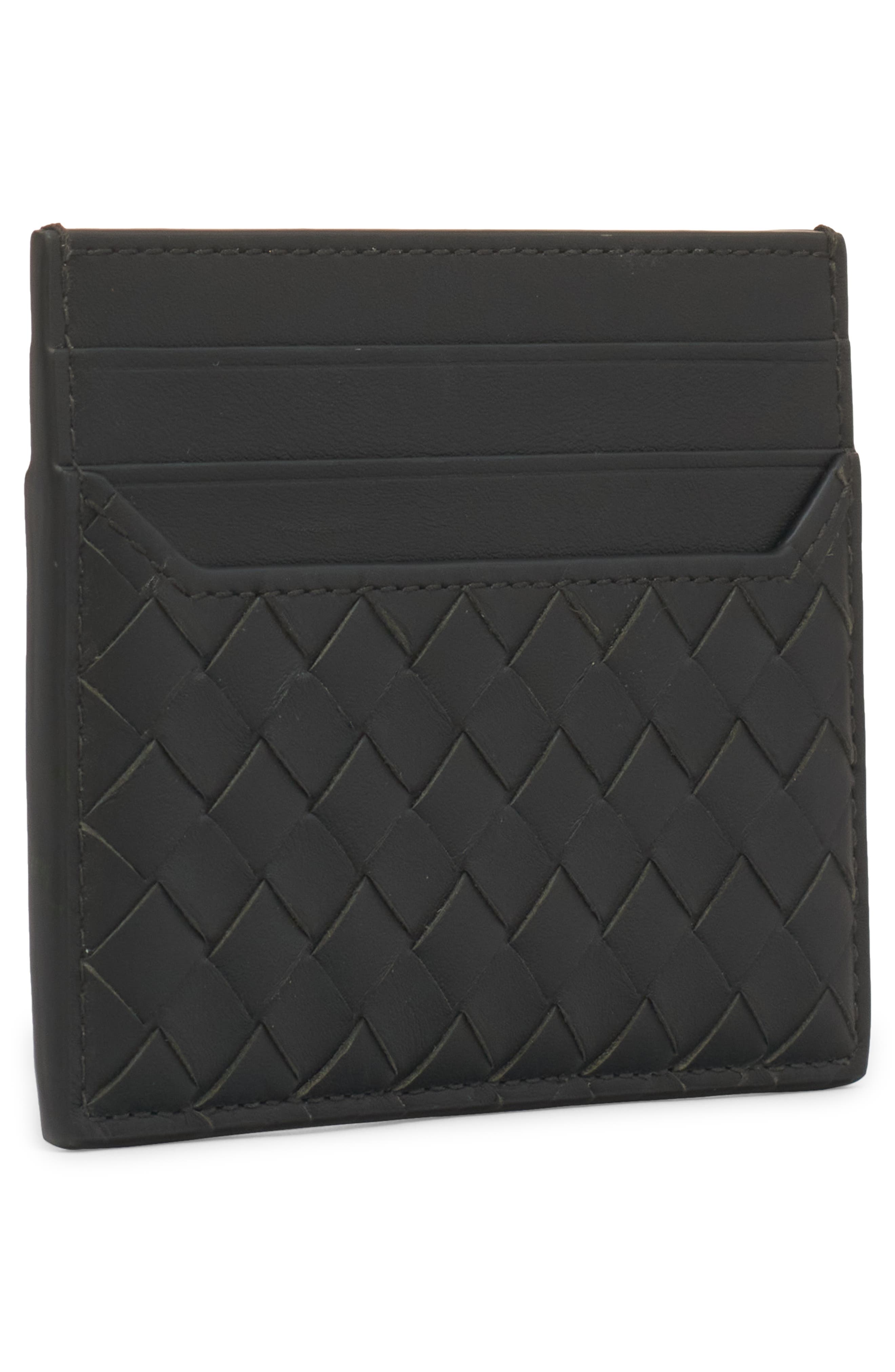 Bottega Veneta Intrecciato Piccolo Leather Card Case in Dark Green-Silver at Nordstrom - 2