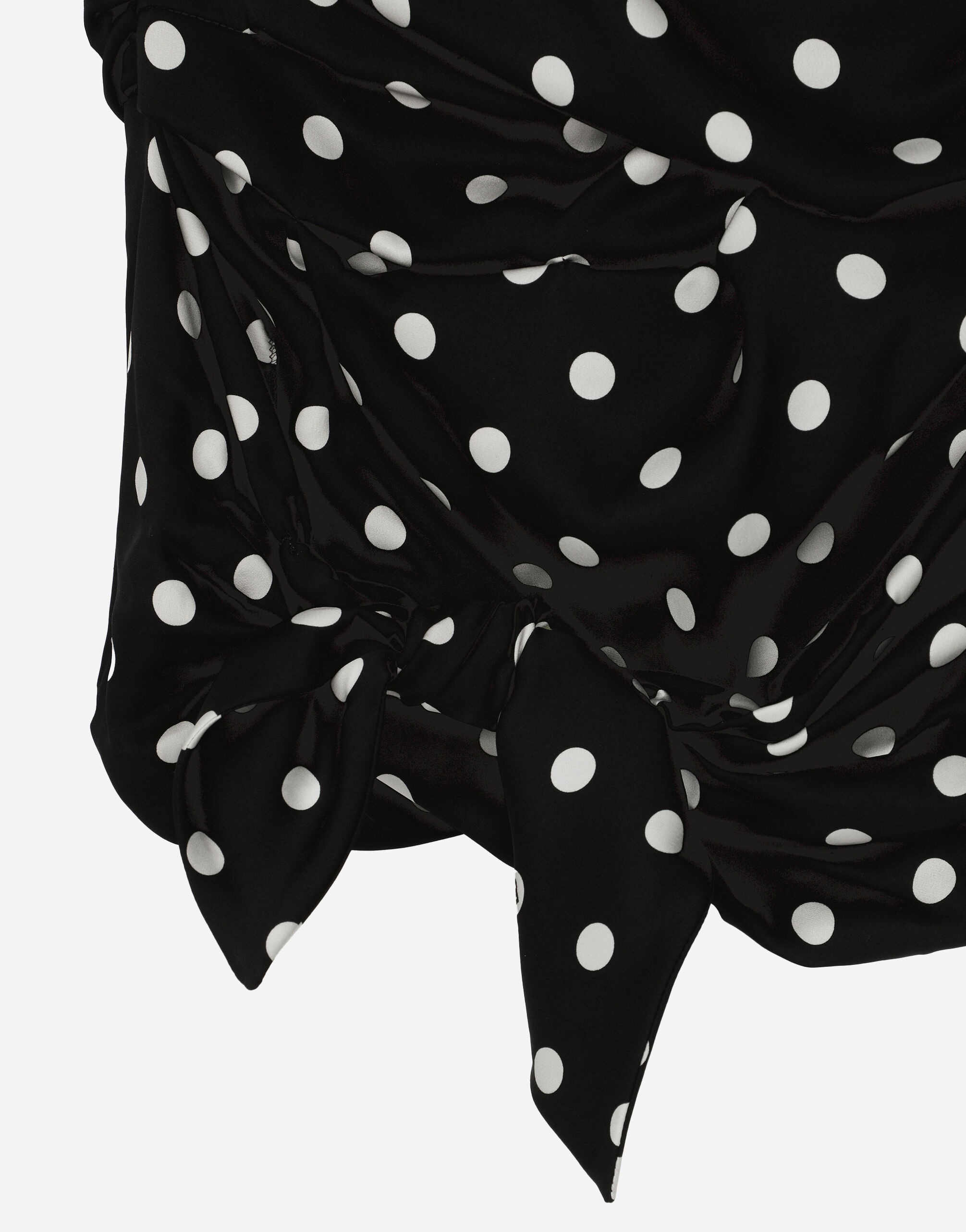 Charmeuse midi dress with draping and polka-dot print - 5