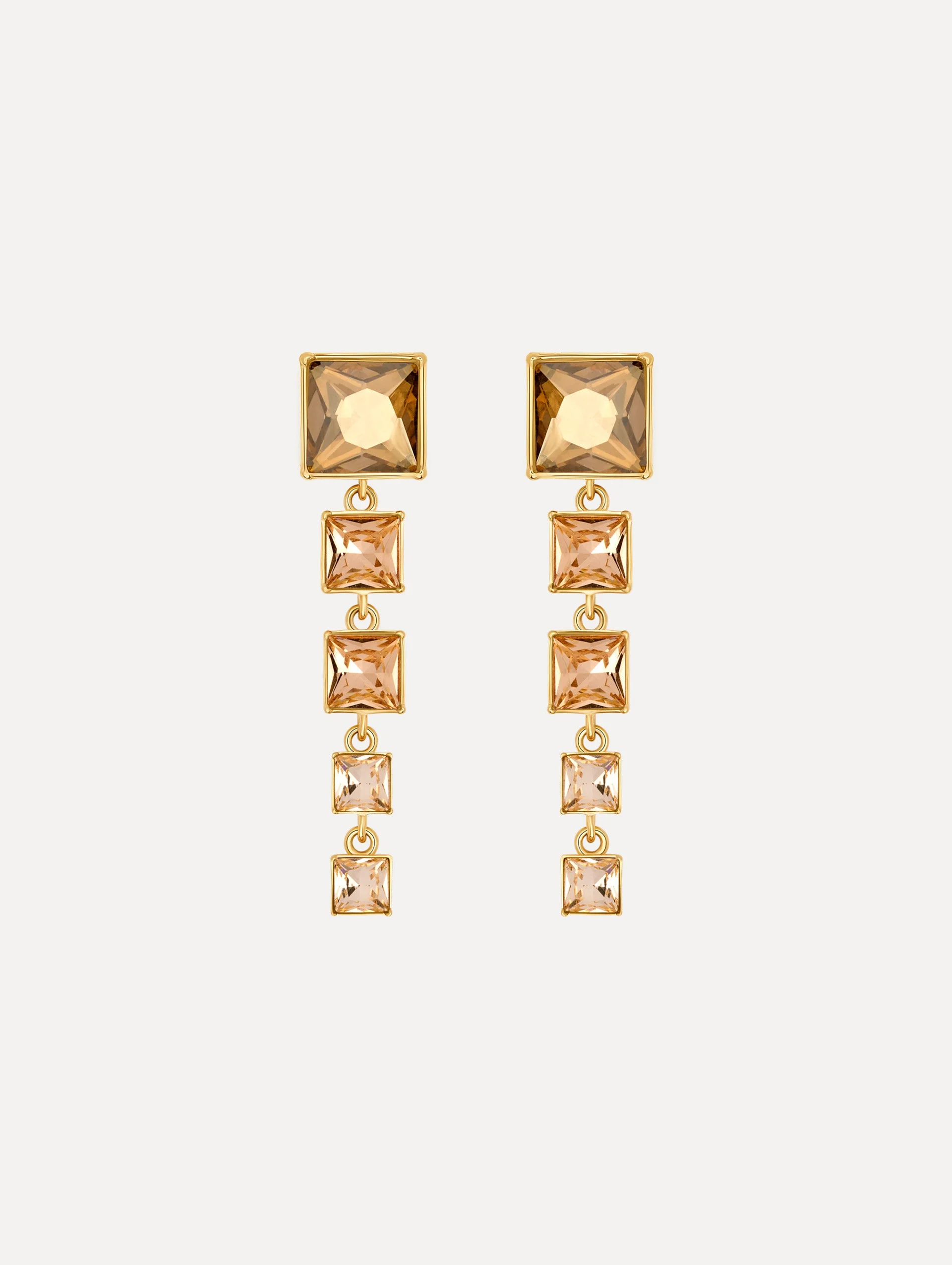 SQUARE-CUT RHINESTONE DROP EARRINGS - 1