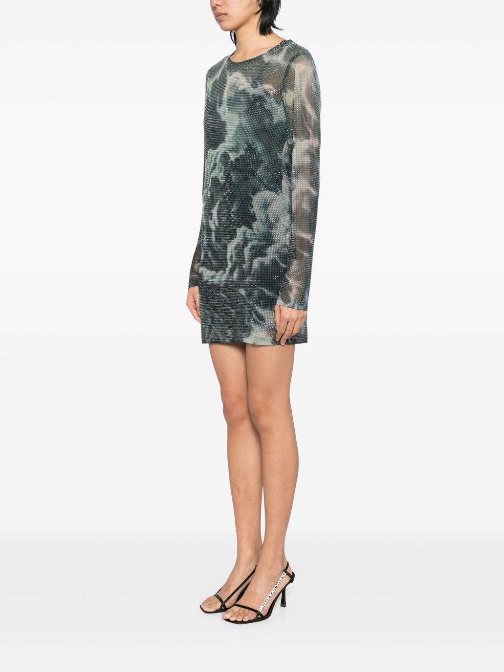 crystal-hotfix cloud-print mini dress - 3