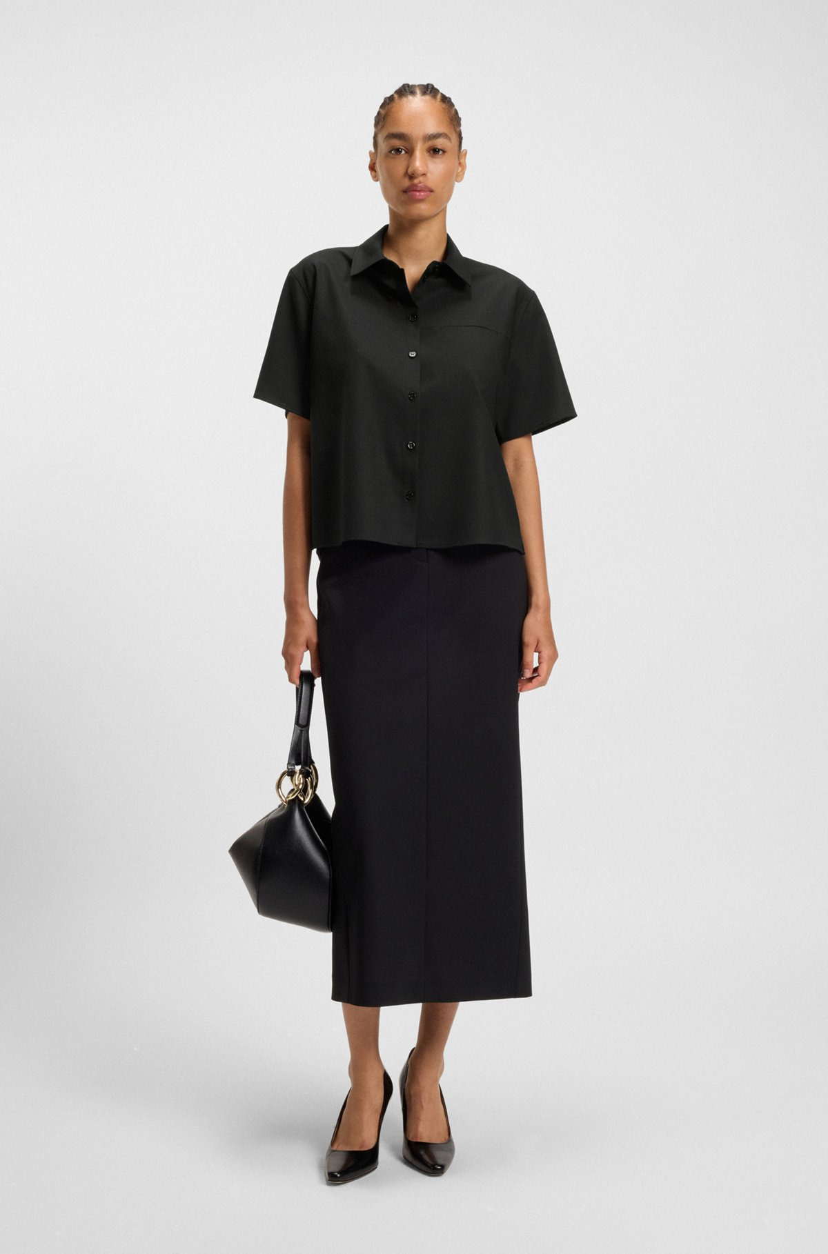 REGULAR-FIT SHORT-SLEEVED BLOUSE IN WOOL - 3