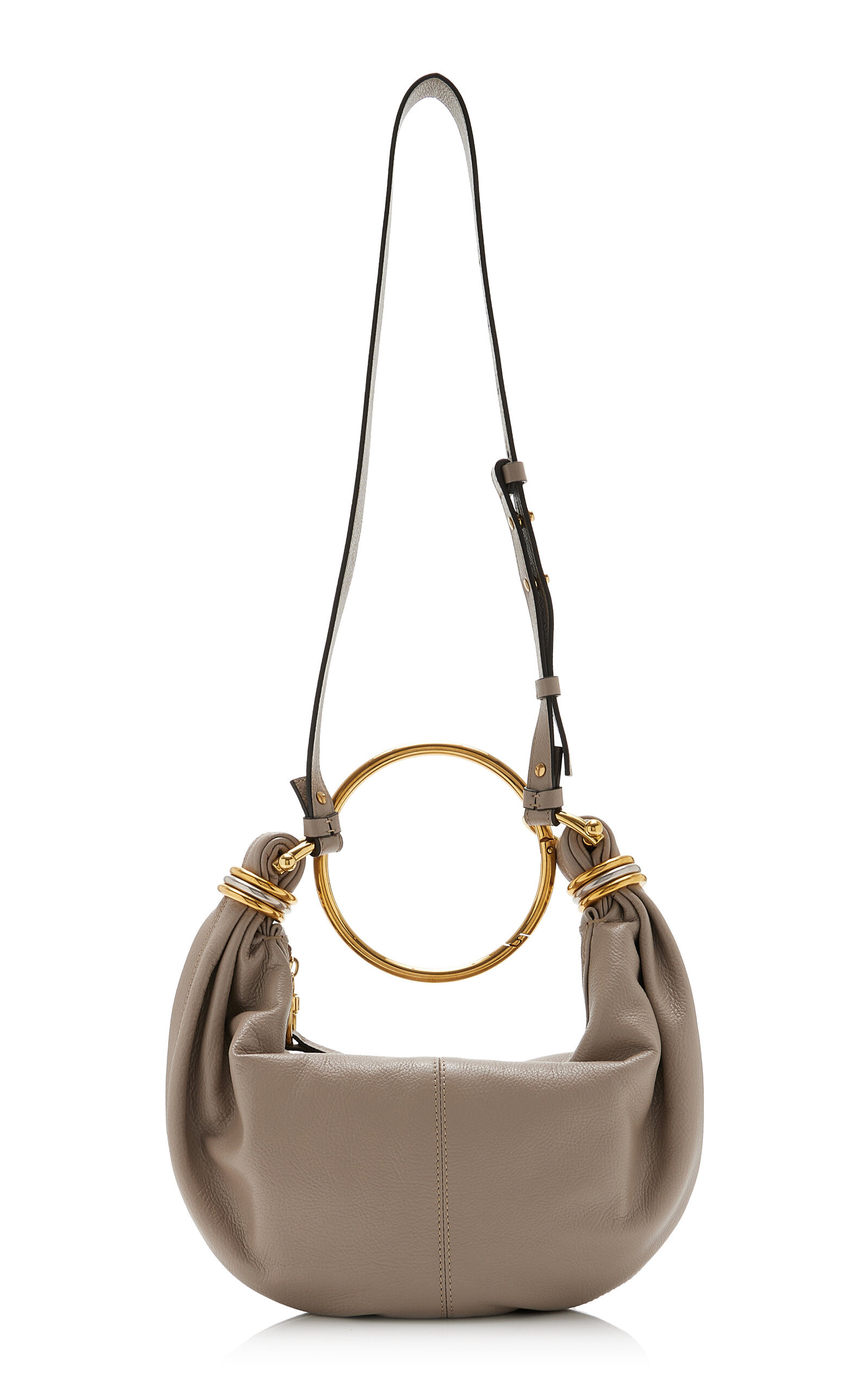 Bracelet Handle Leather Shoulder Bag grey - 4