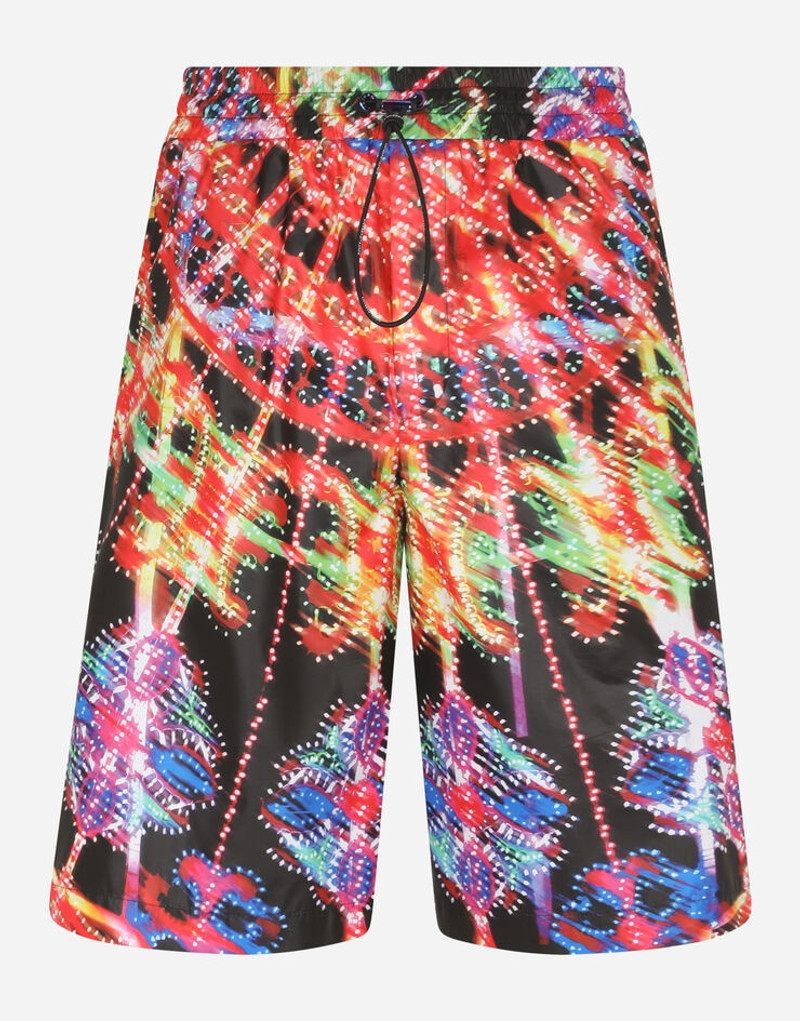 Illumination-print nylon shorts with DG logo - 1