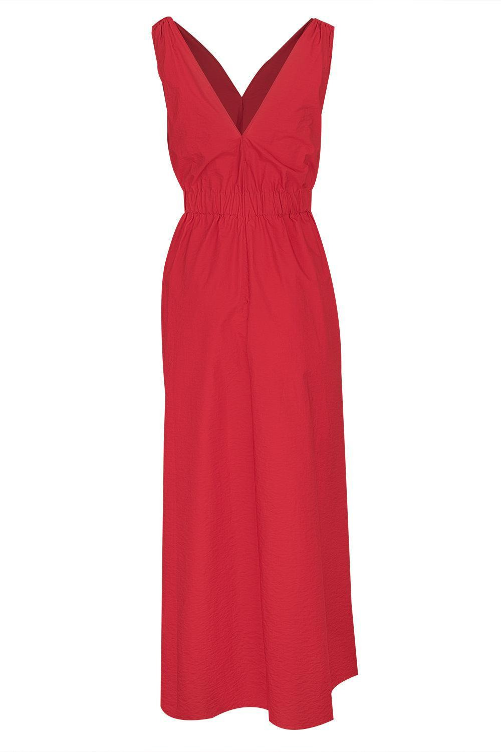 Monili Shoulder Maxi Dress - Red - 5