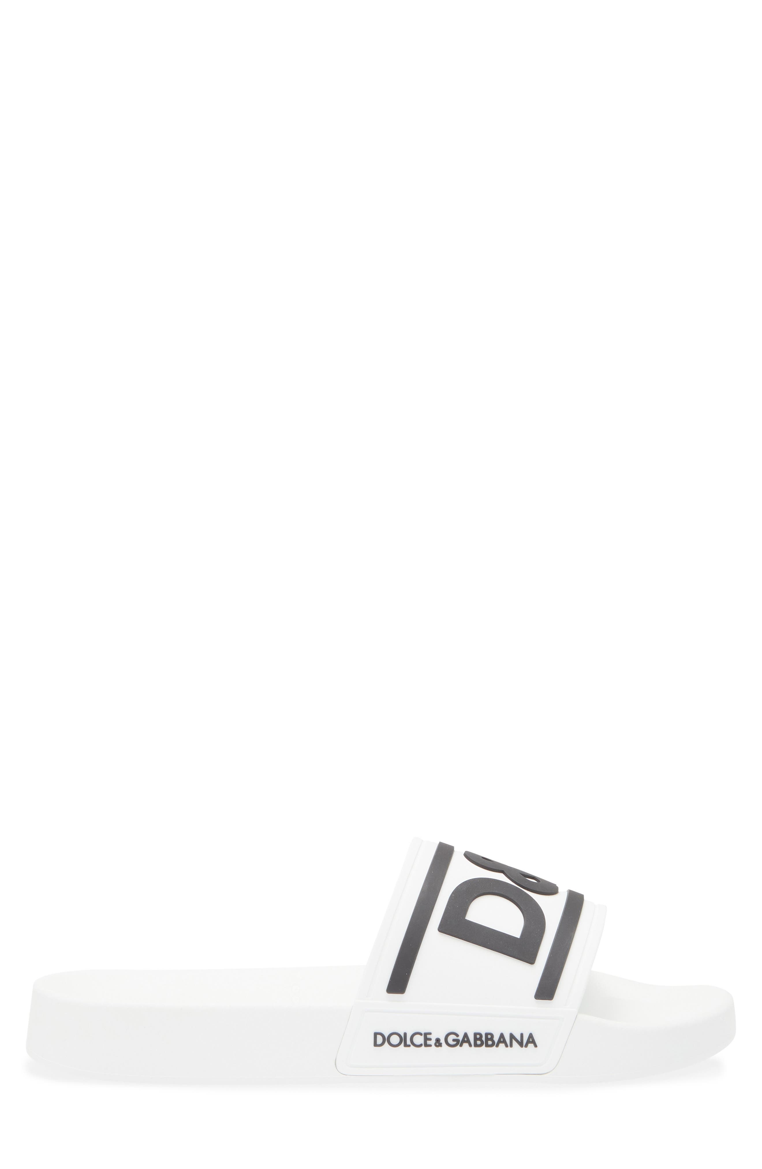 Dolce&Gabbana Logo Embossed Sport Slide in 89697 White/Black at Nordstrom - 3