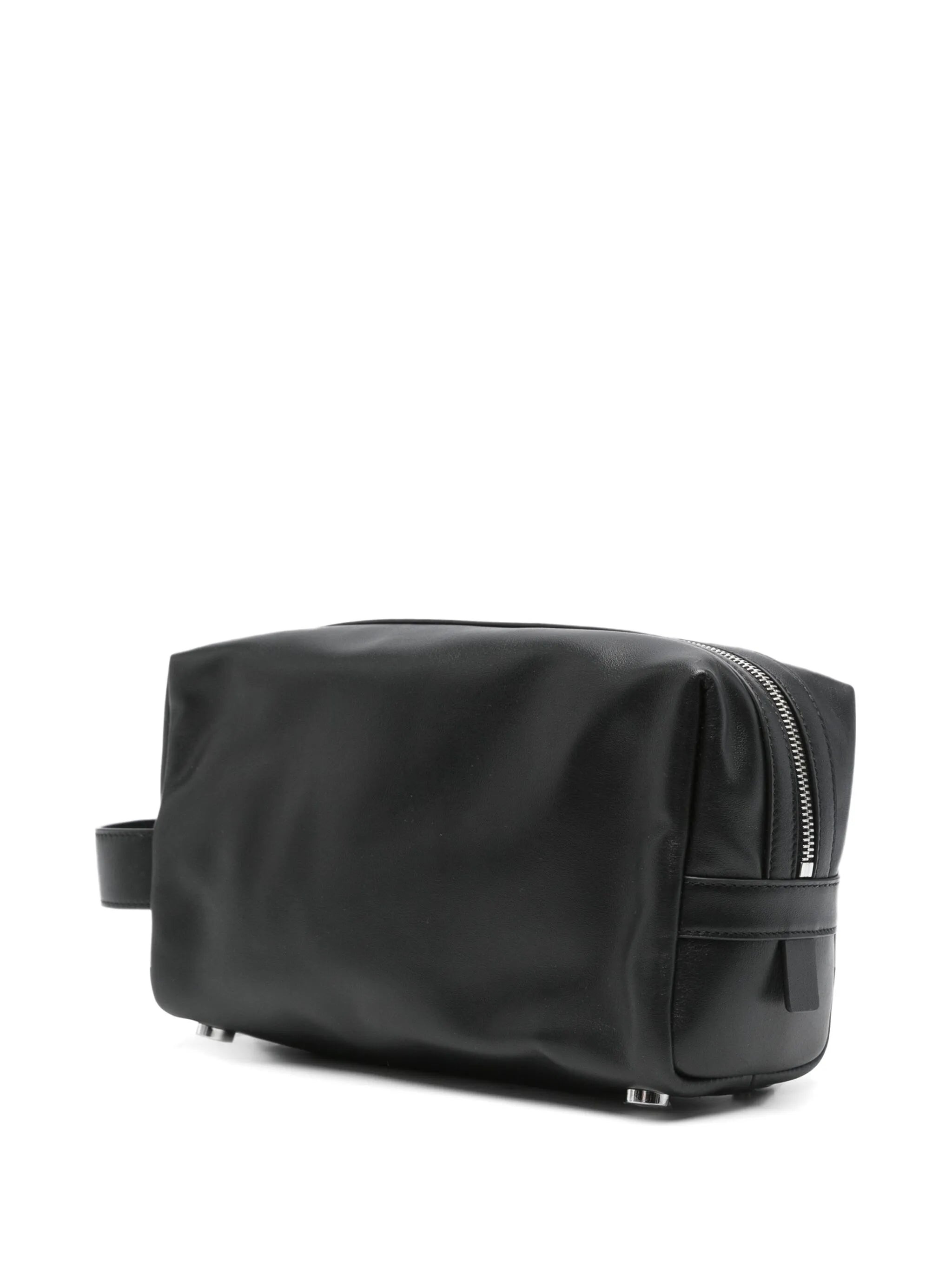 logo-appliqué leather wash bag - 2