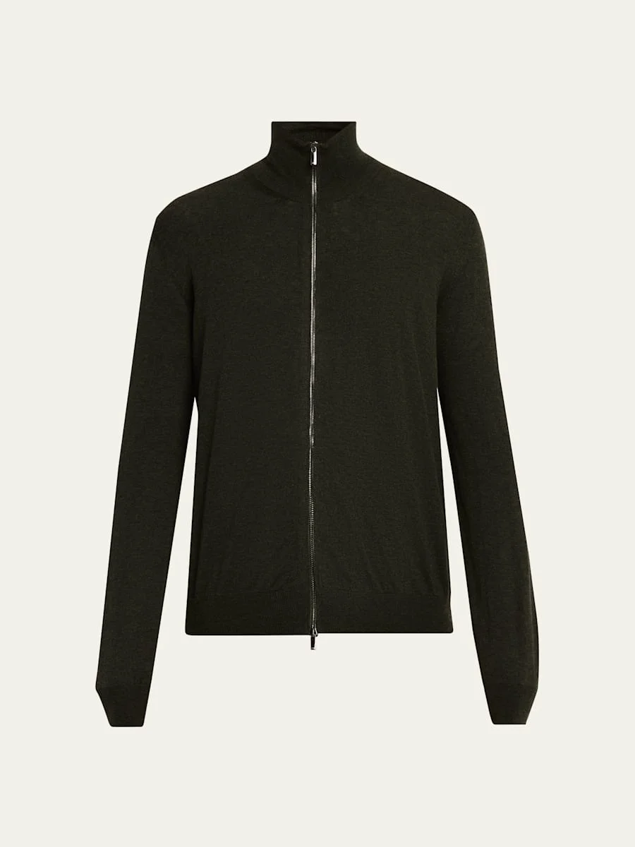 Men's Noel Wool and Cotton Full-Zip Sweater - 1