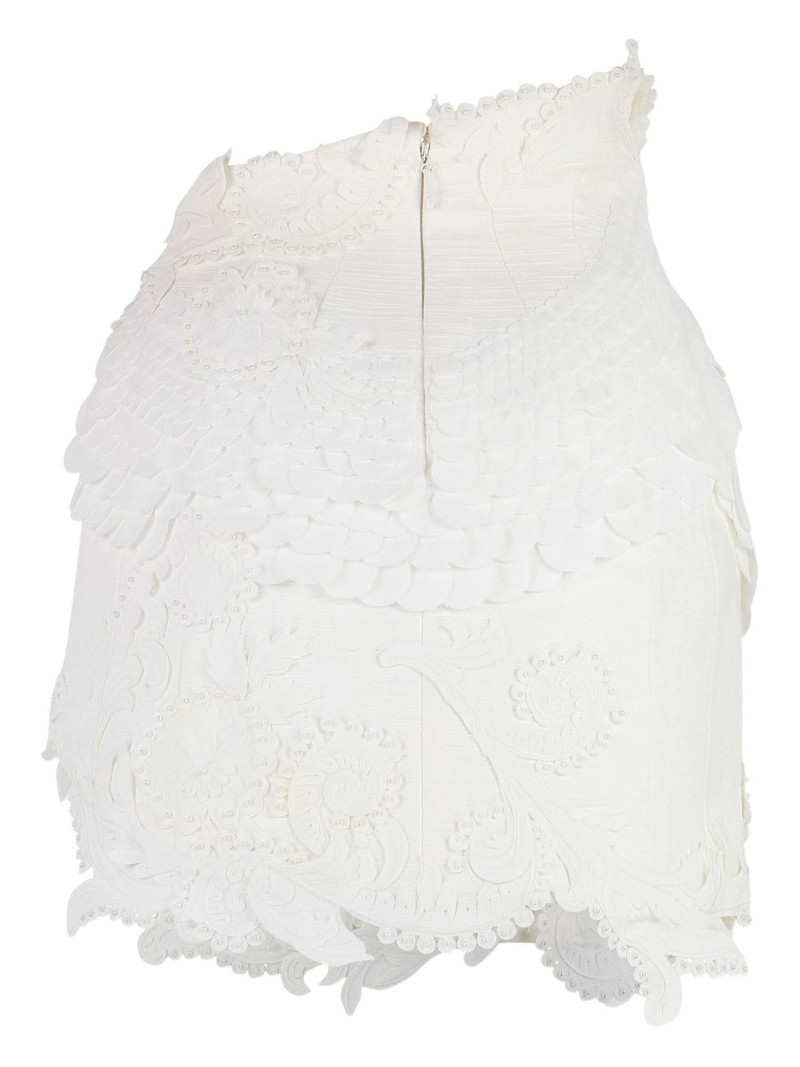 Yves Salomon floral-lace leather skirt outlook