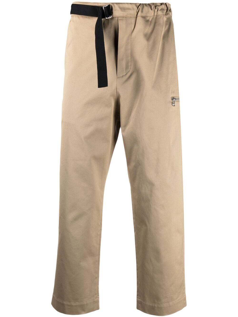 belted cotton chino trousers - 1