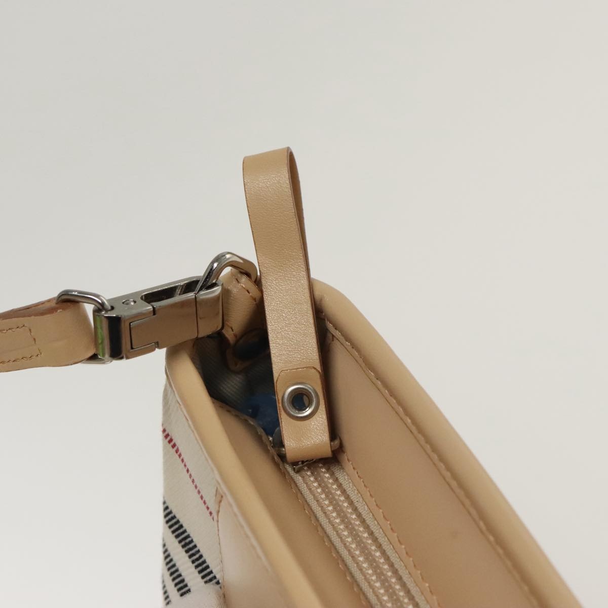Burberry Nova Check Shoulder Bag Canvas Leather Beige White - 16