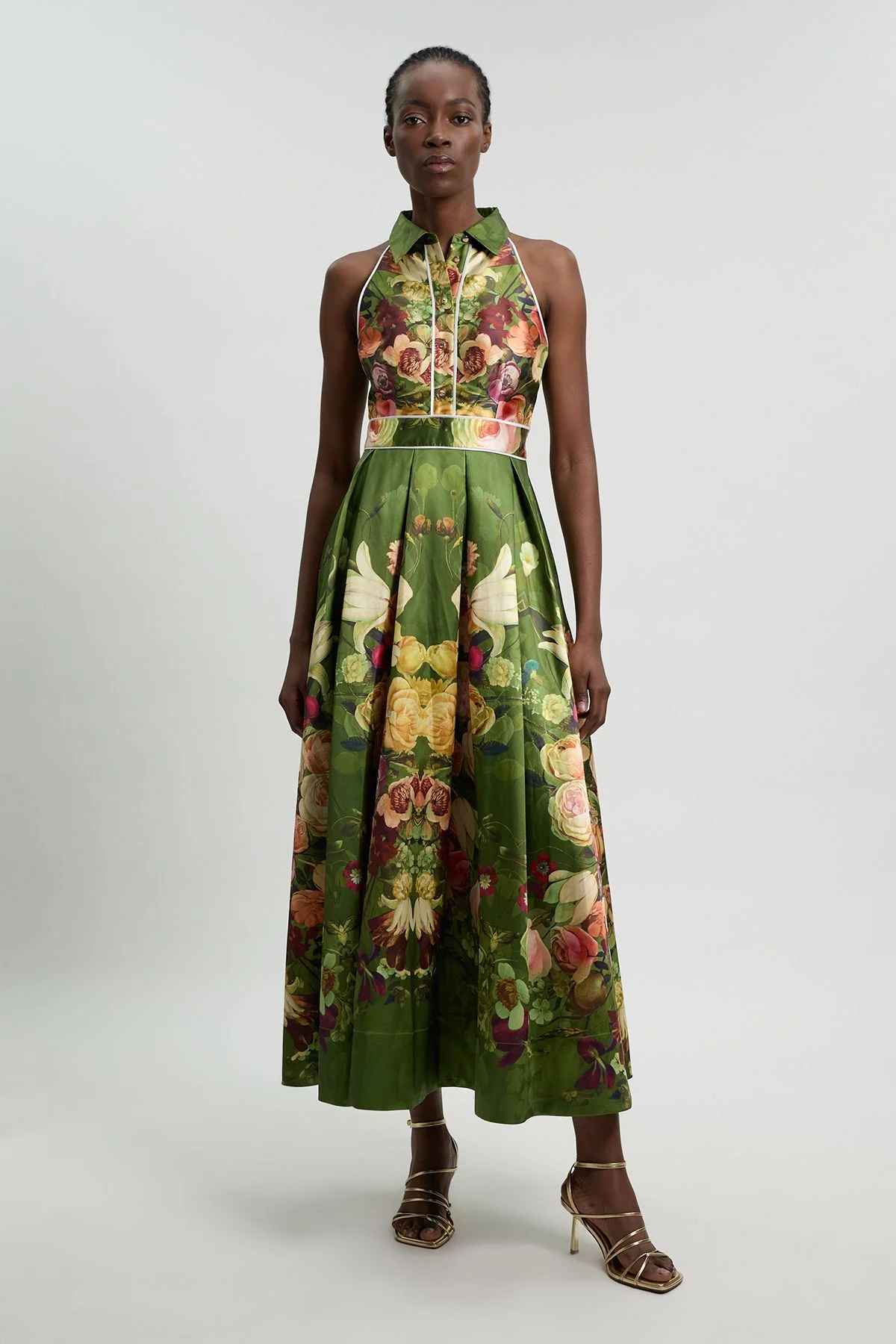 Petite Floral Twill Collared Maxi Dress - 1