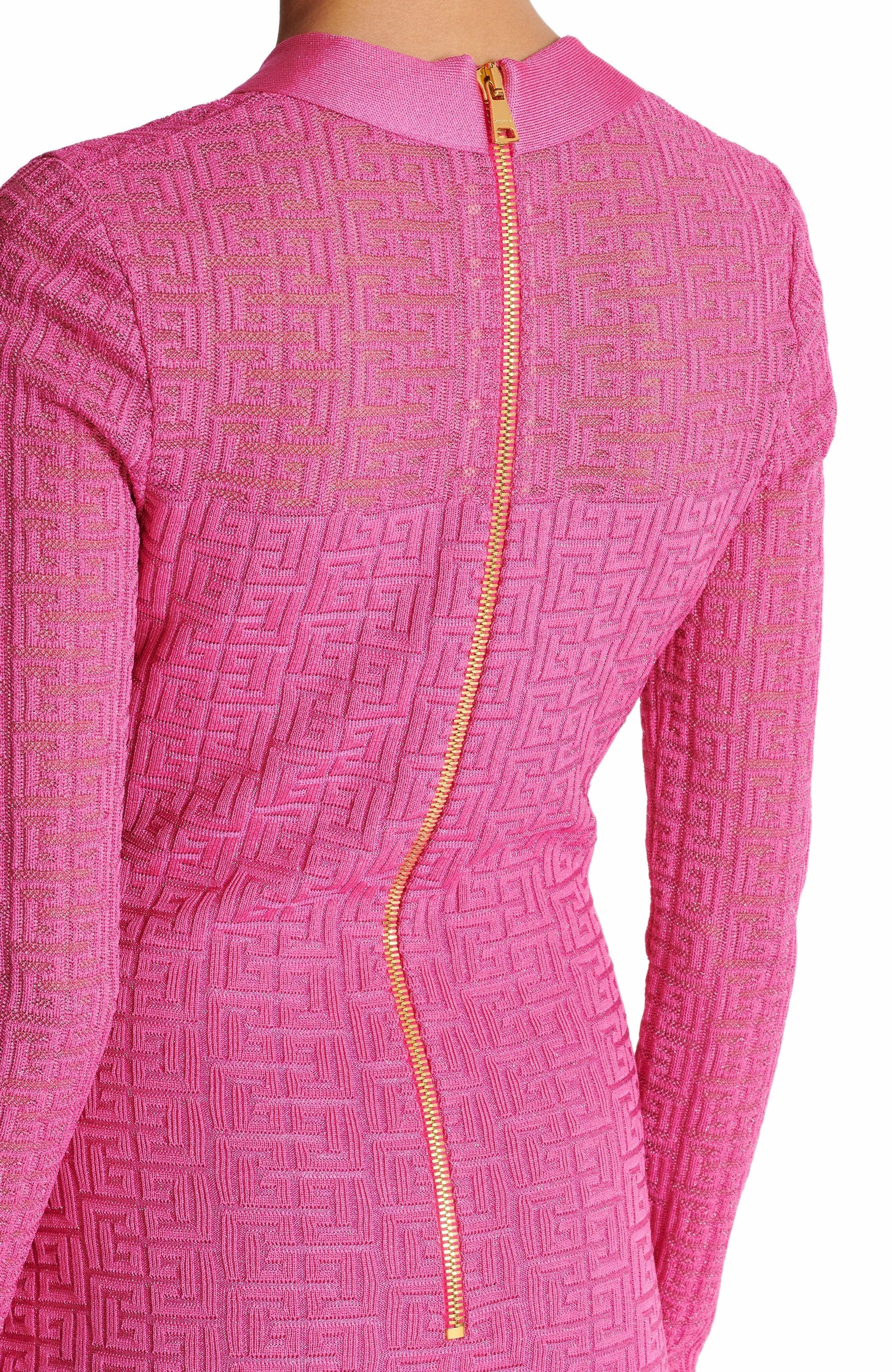 Balmain Monogrammed knit dress in Pink at Nordstrom - 4