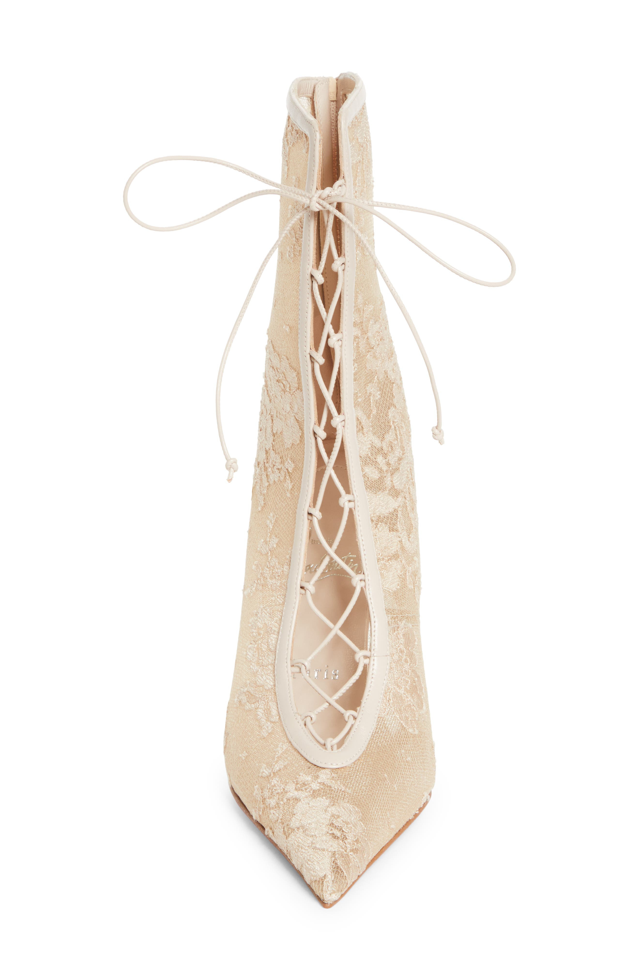 Christian Louboutin KM Lace Pointed Toe Bootie in Pearl at Nordstrom - 4