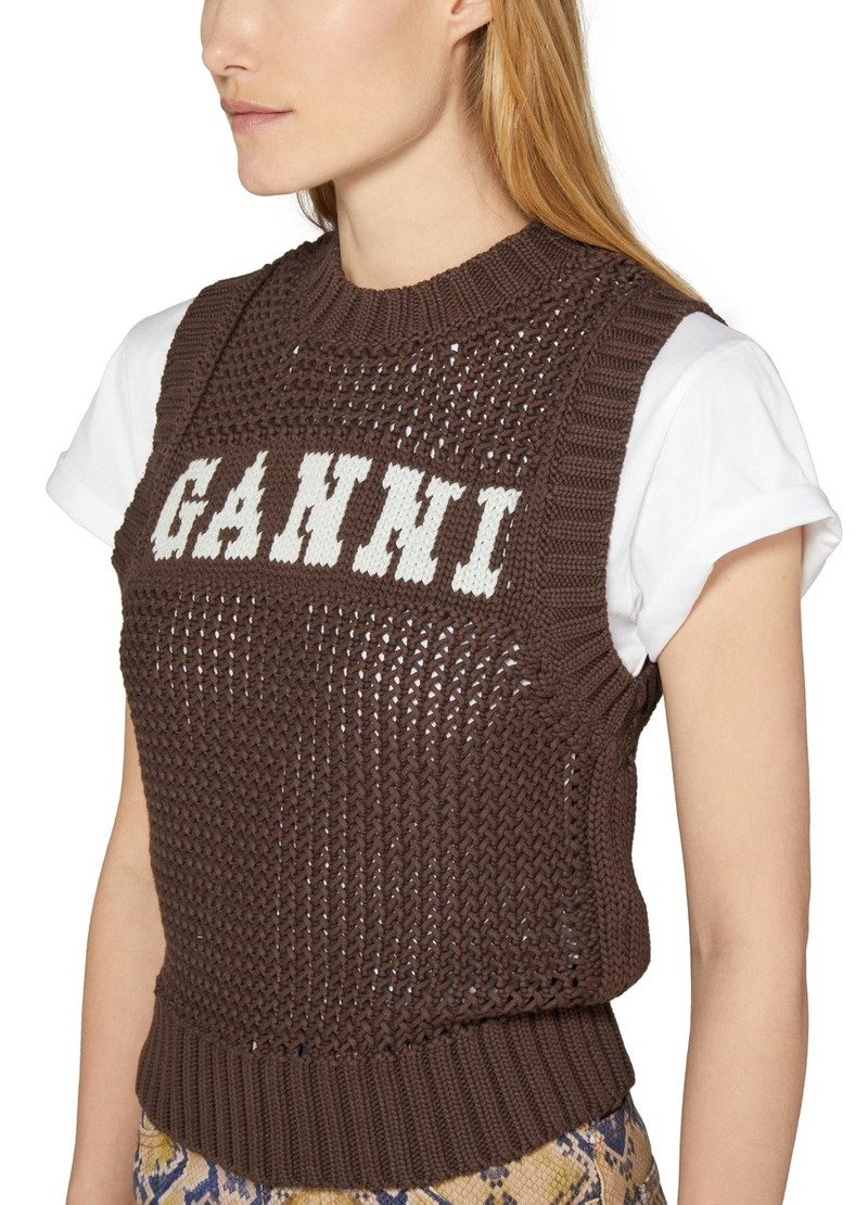 intarsia-knit logo organic-cotton blend vest 4