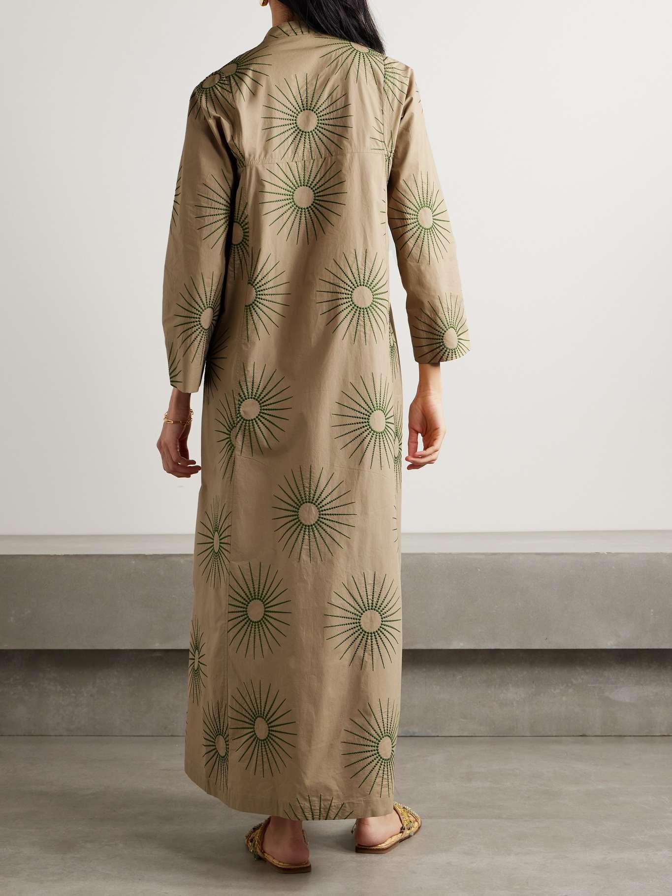 Embroidered cotton-poplin maxi dress - 3