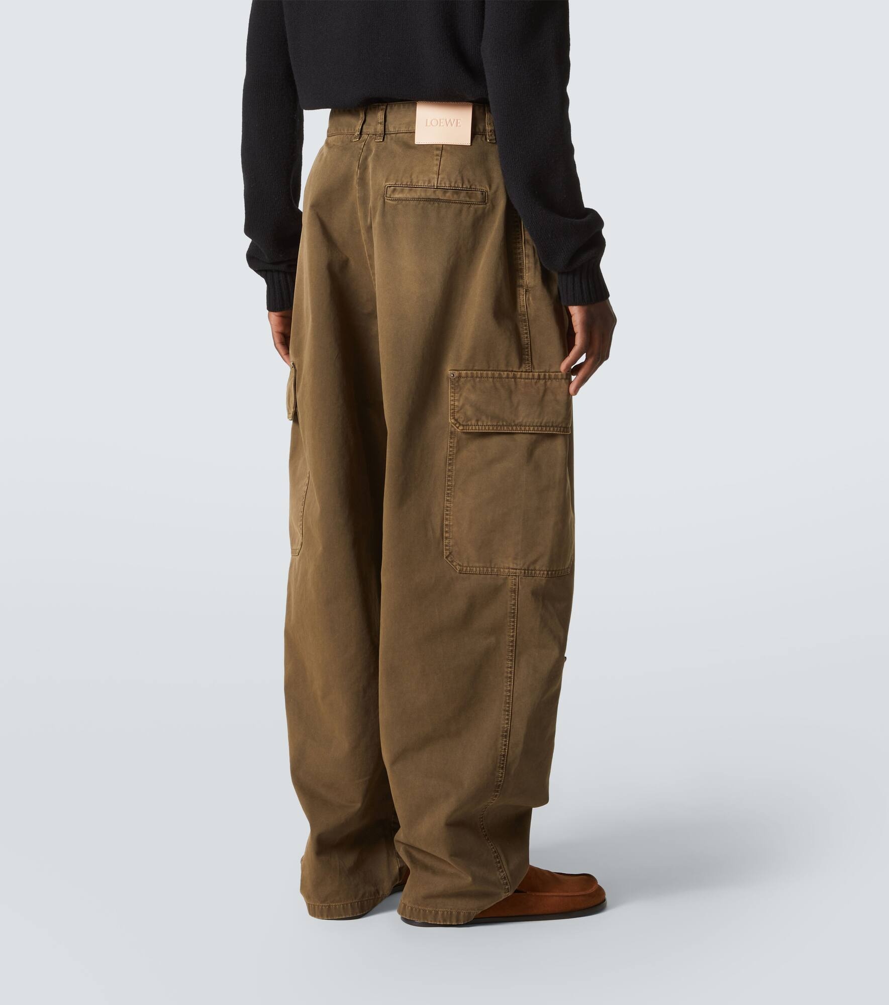 Balloon leather-trimmed cargo pants - 4