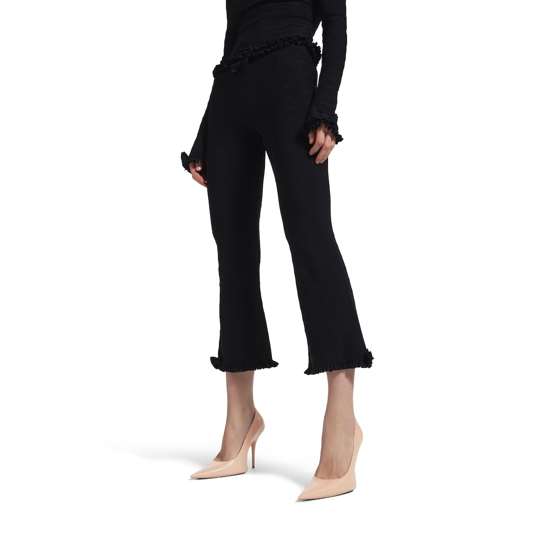 Women's Flared Capri Pants in Black - 5