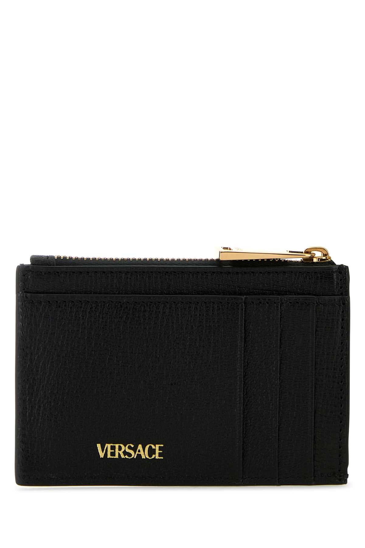 Versace Men Black Leather Card Holder - 3