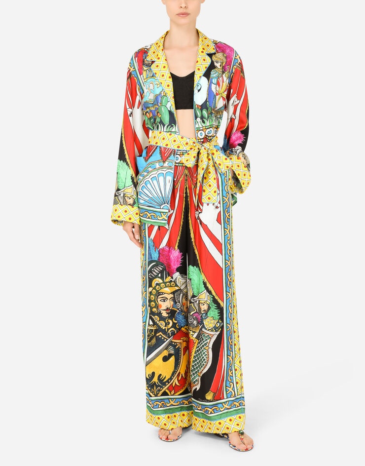 Carretto-print twill pajama pants - 6
