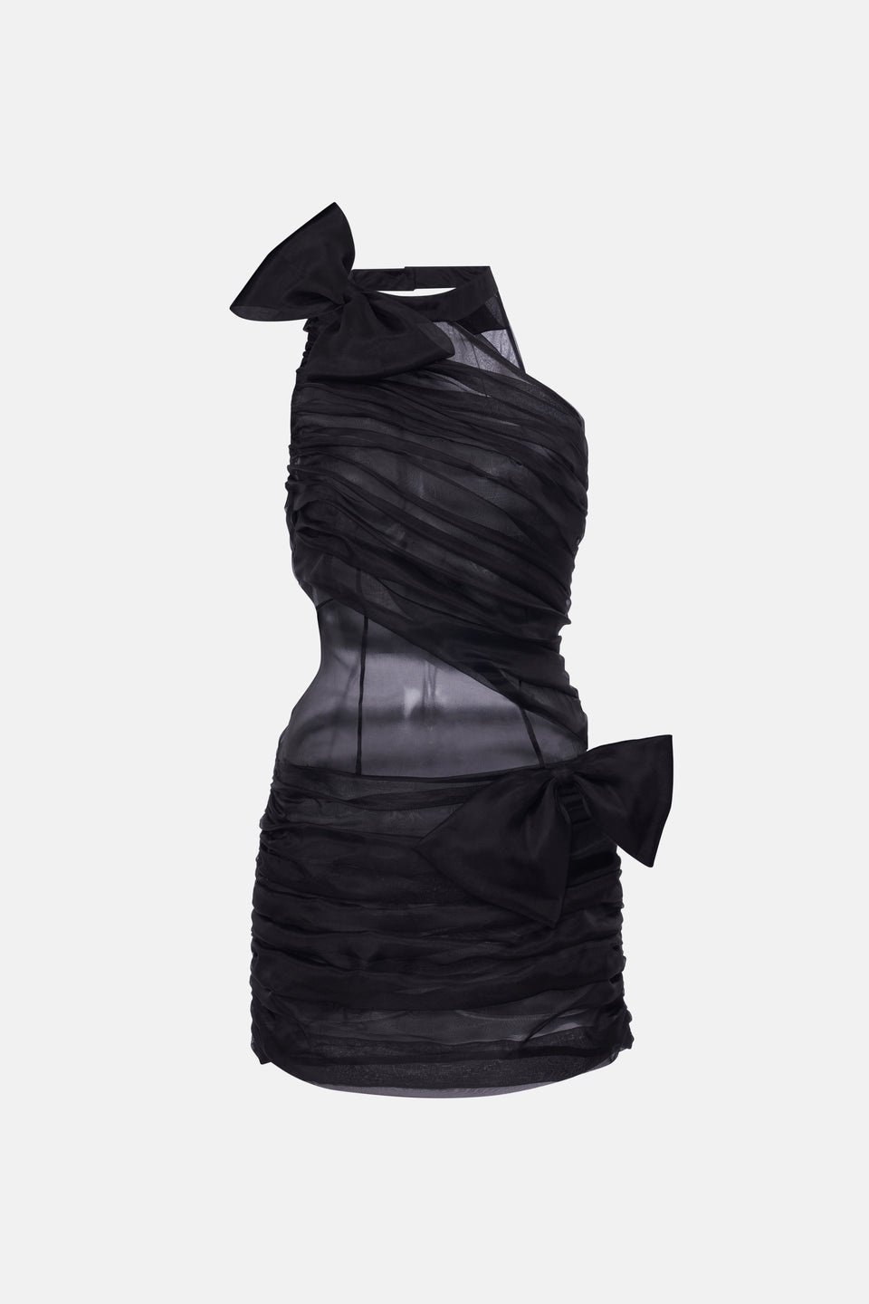 SILK ORGANZA DRAPED MINI DRESS - 1