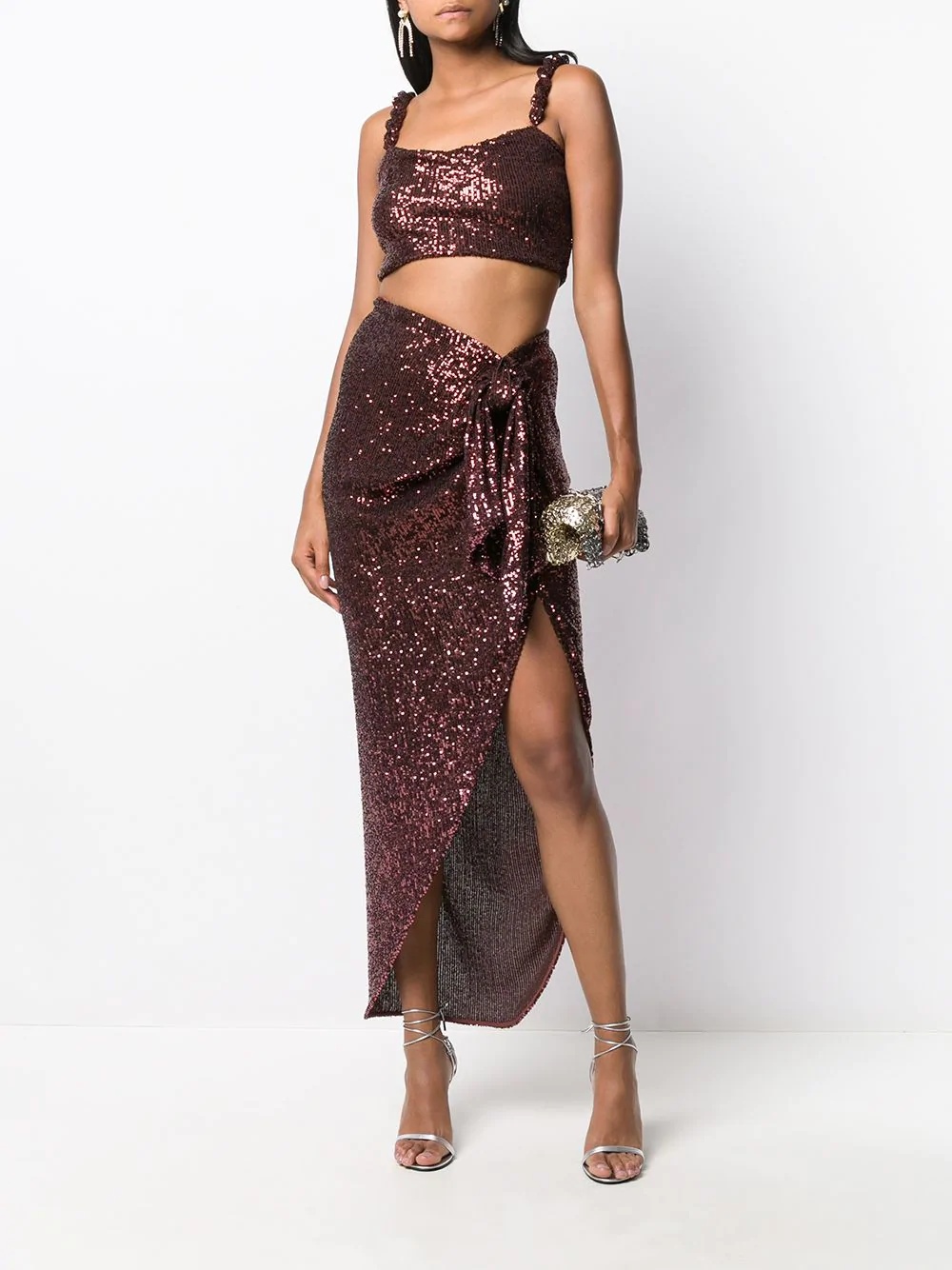 sequined tie-front midi skirt - 2