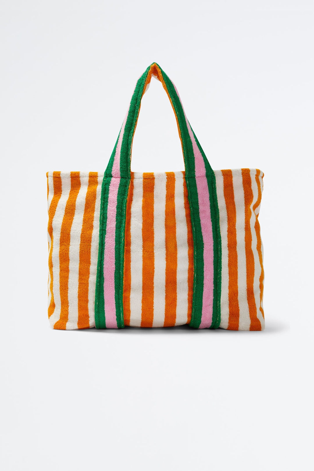 ORANGE & WHITE STRIPED COTTON BAG - 6