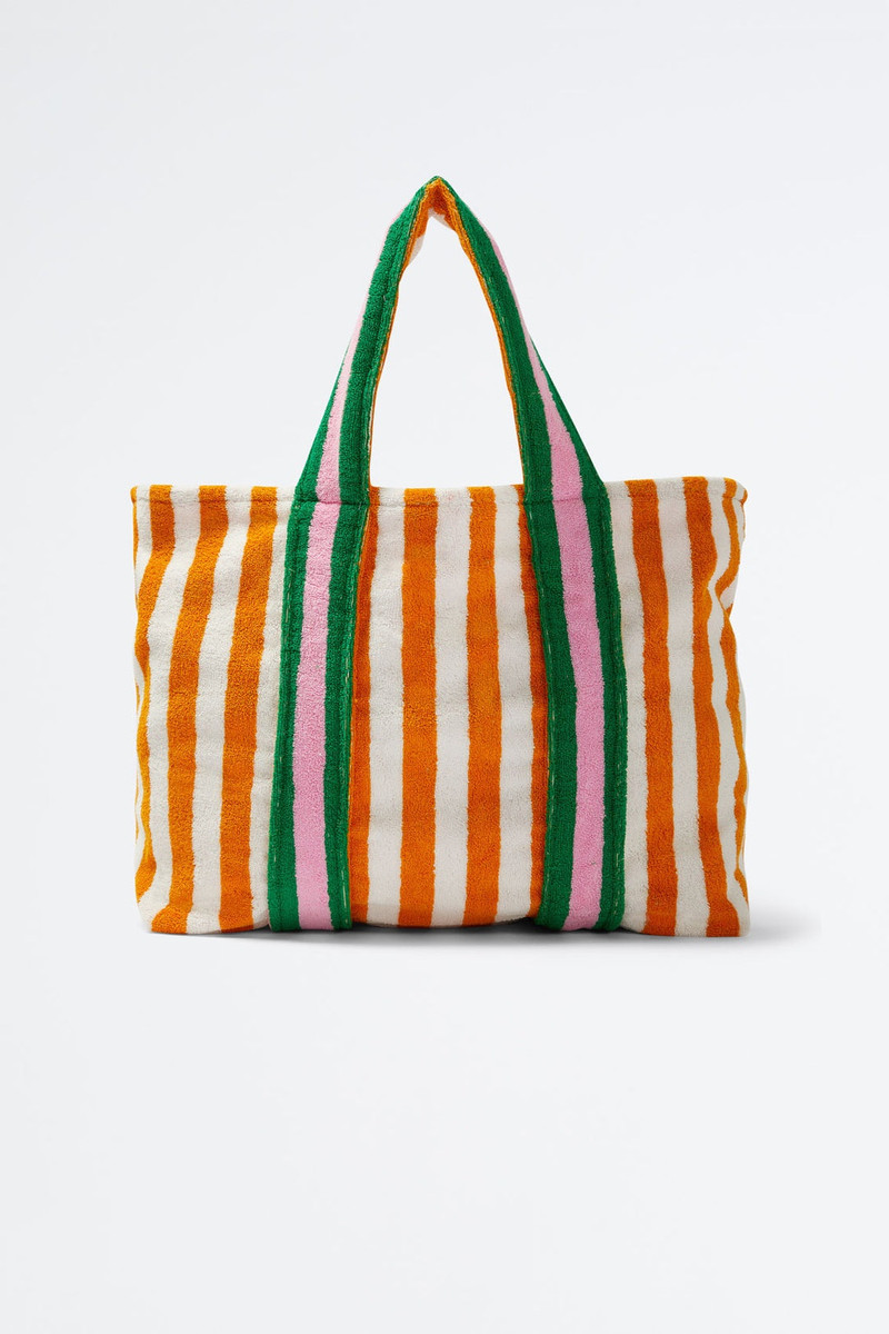 ORANGE & WHITE STRIPED COTTON BAG 6