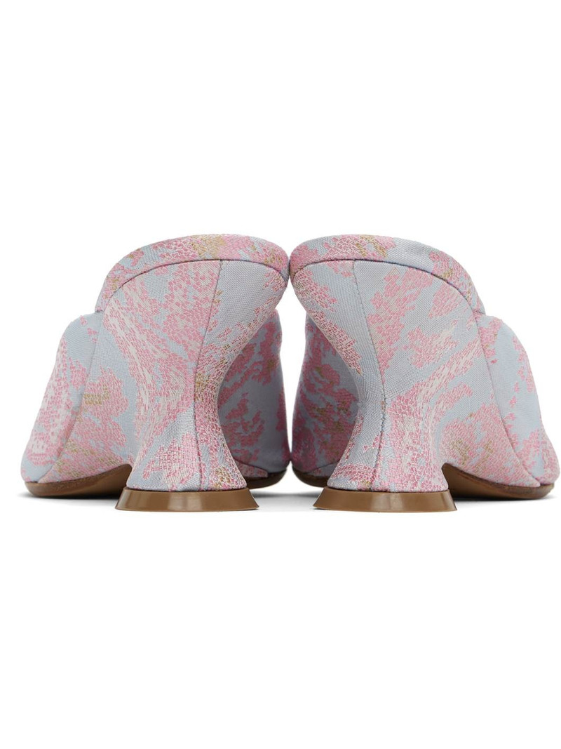Blue Open-Toe Jacquard Mules 2