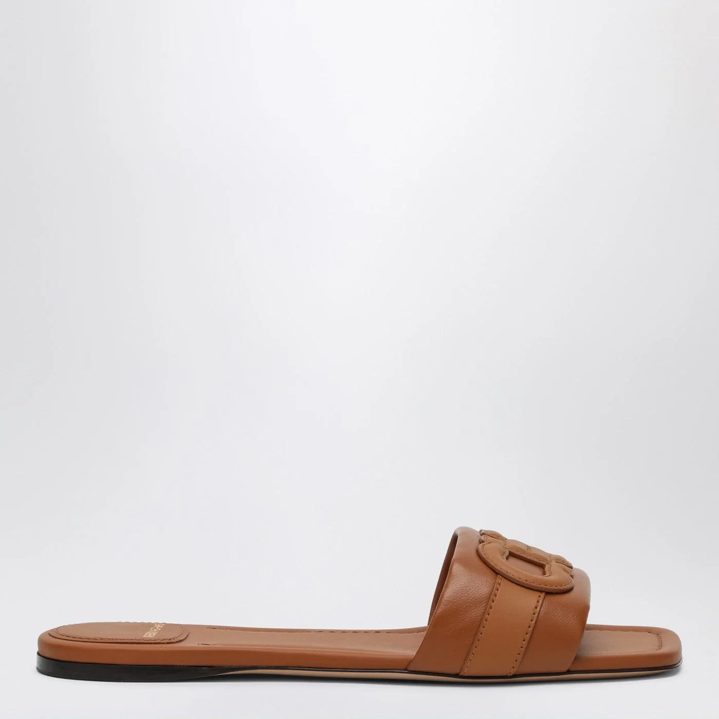 Gancini slide in cognac leather - 1