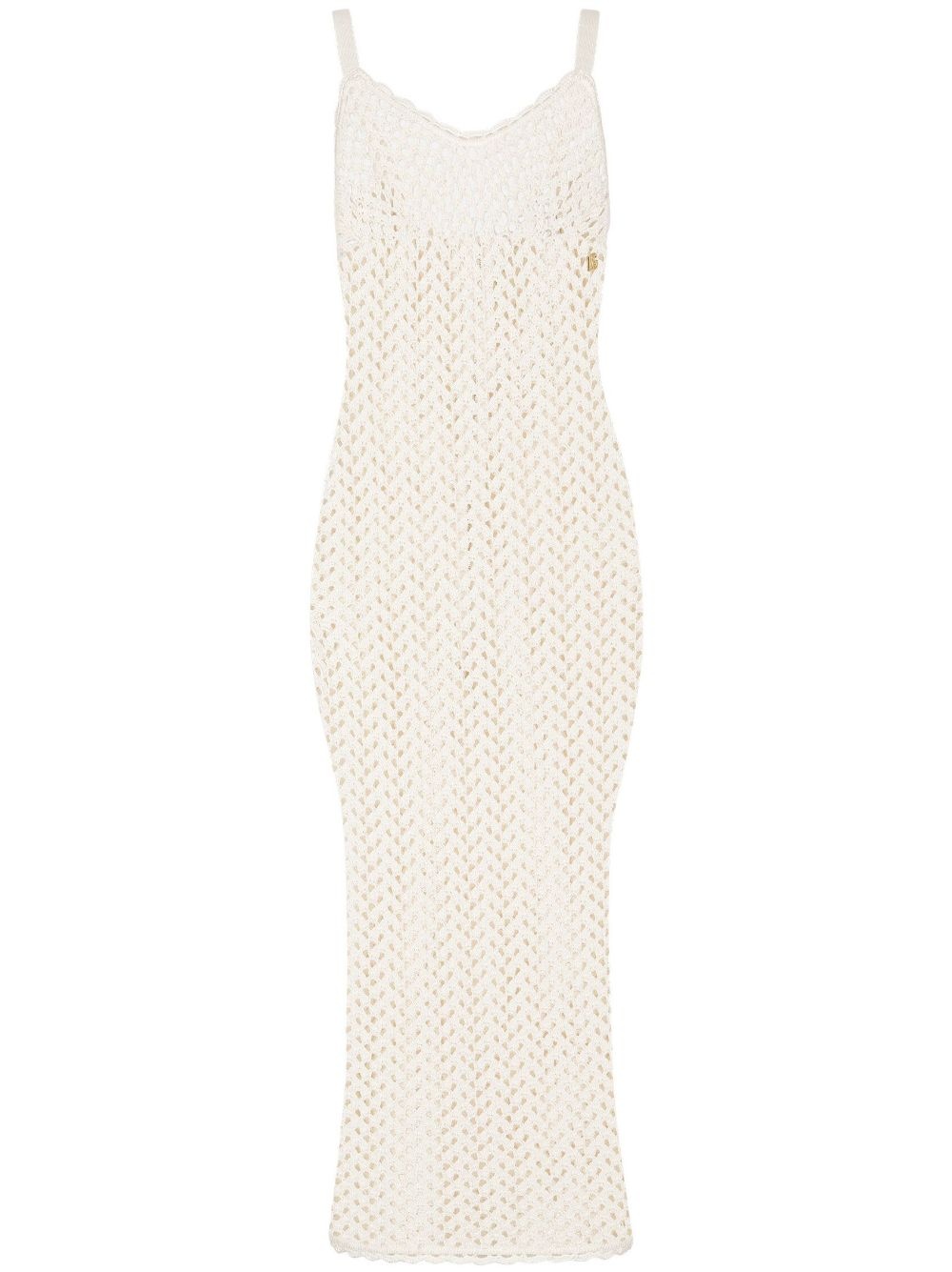 crochet-knit midi dress - 1