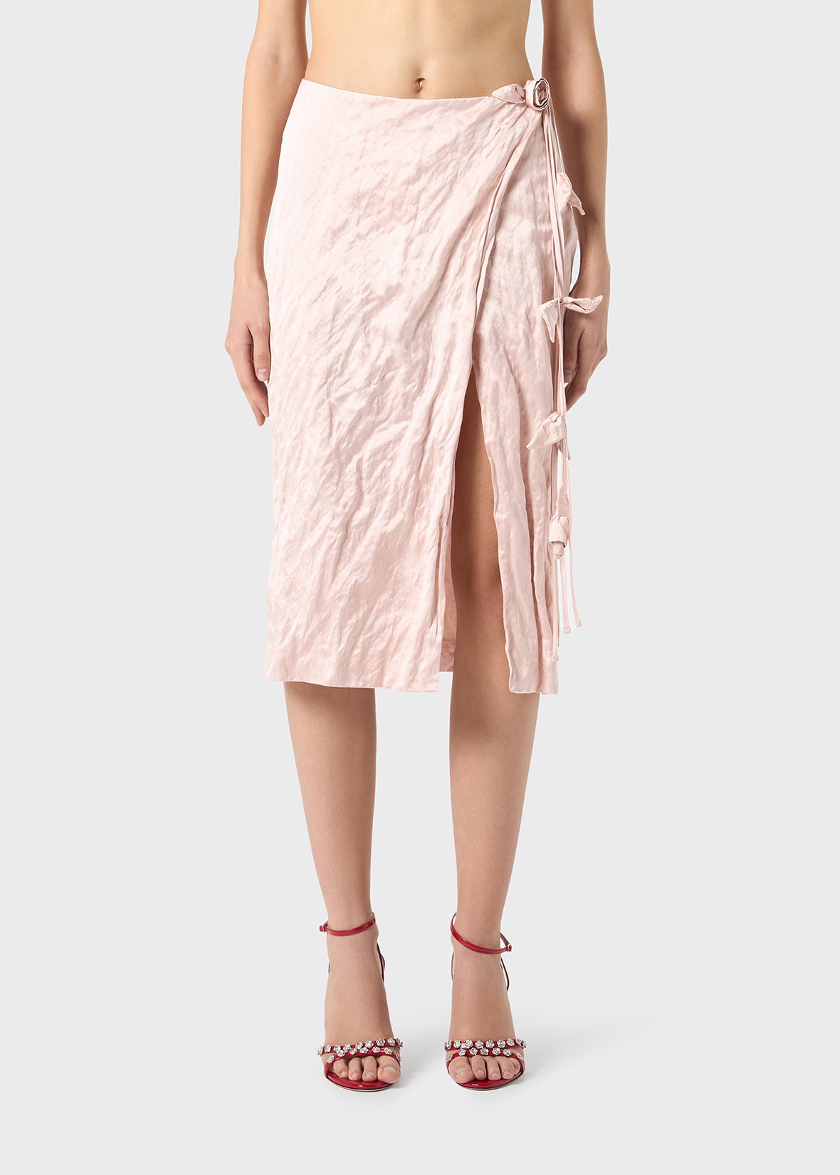 WRAP SKIRT IN CRINKLED SATIN - 3