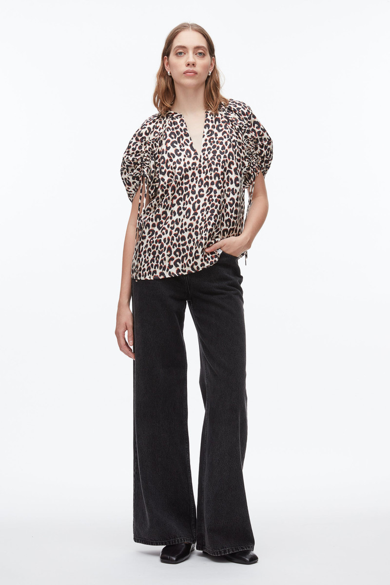 Leopard Ruched Sleeve Top 1