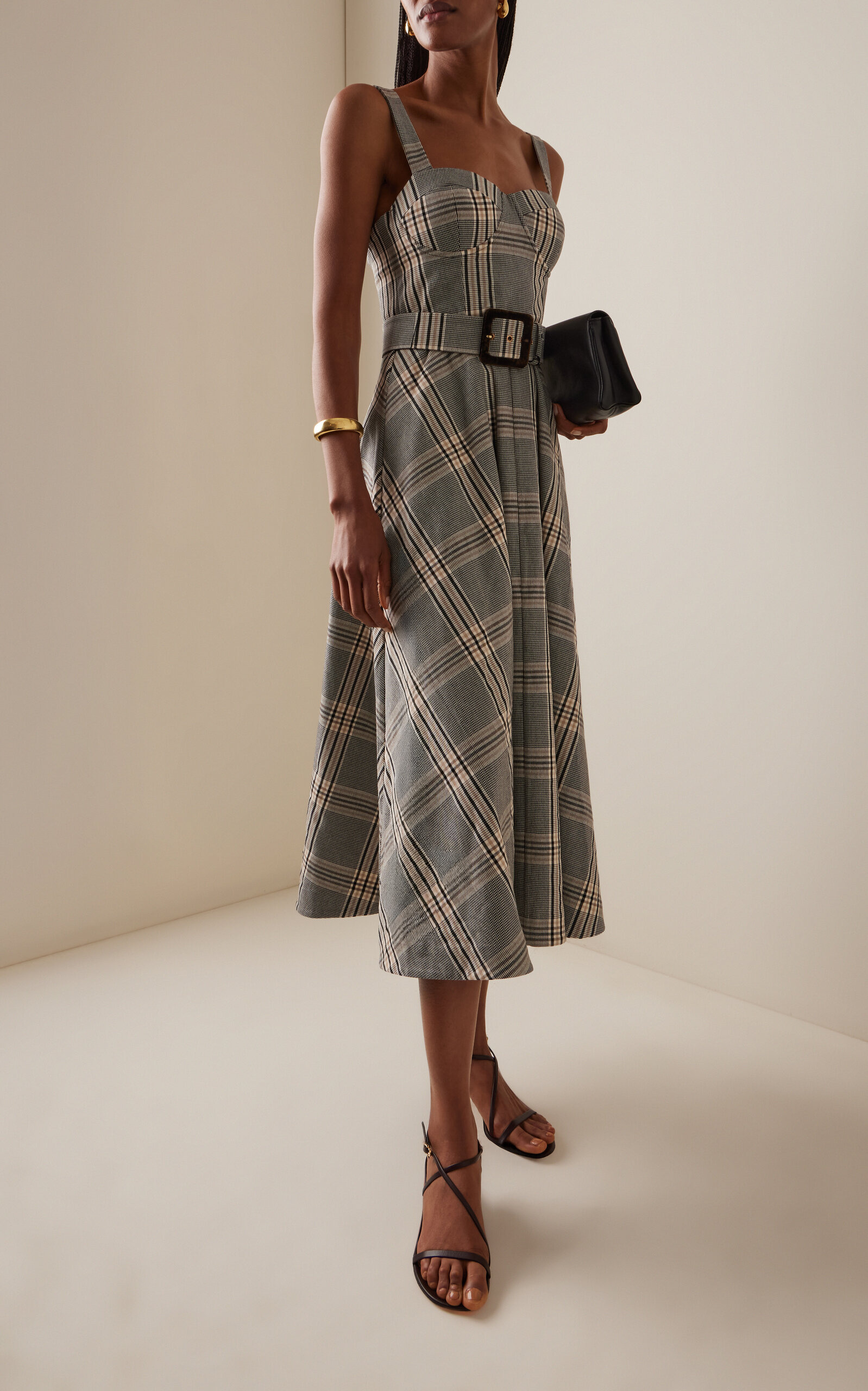 Calypso Plaid Cotton-Blend Midi Dress plaid - 2