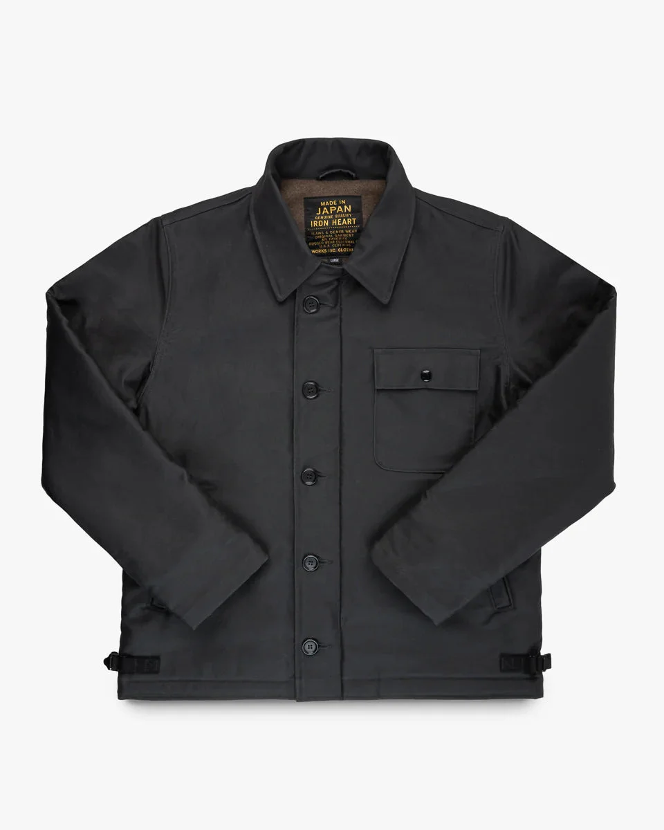 IHM-45-BLK Oiled Whipcord A2 Deck Jacket Black - 1