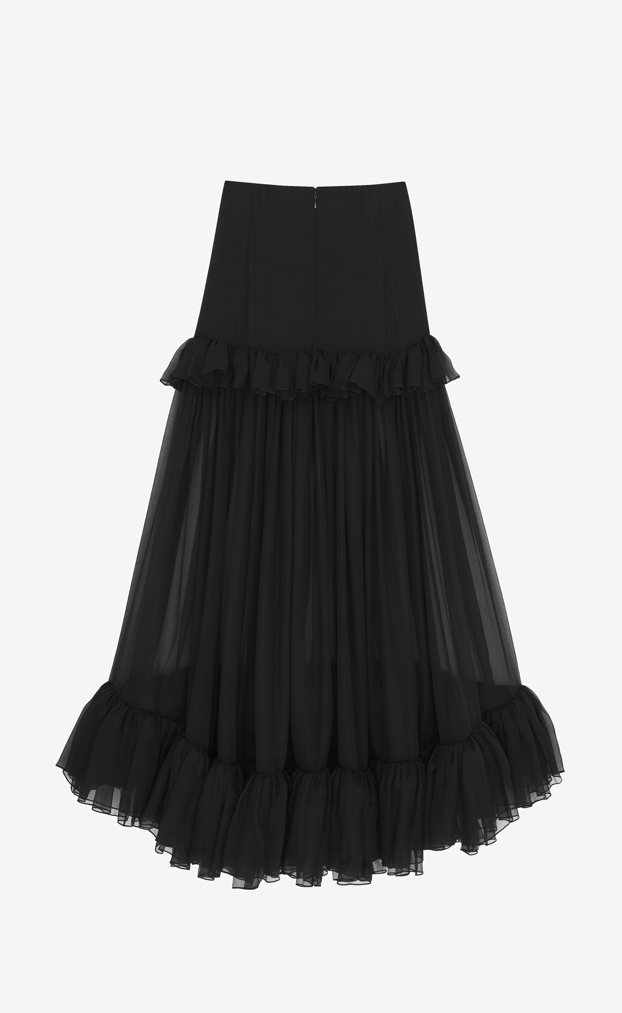 ruffled long skirt in silk - 3