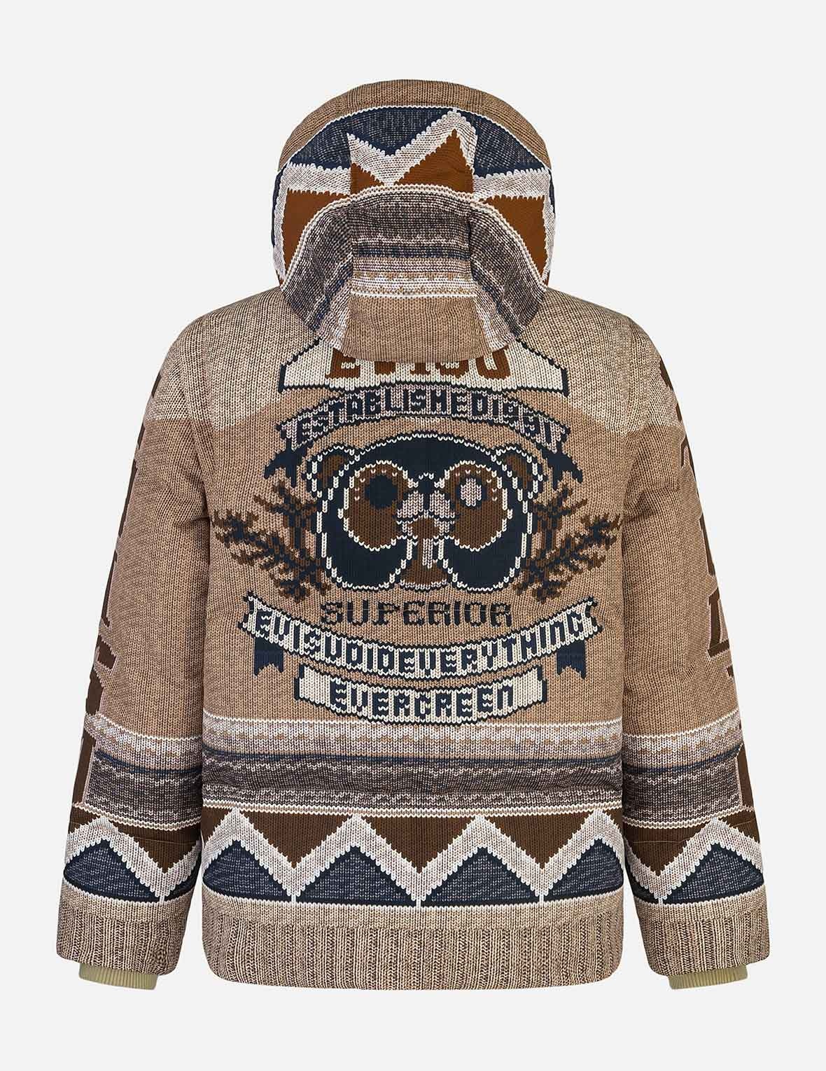 Allover Chimayo Tapestry Knit Print Regular Fit Down Jacket - 16