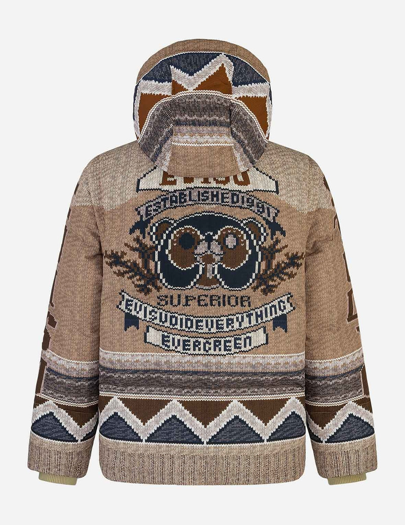 Allover Chimayo Tapestry Knit Print Regular Fit Down Jacket 16