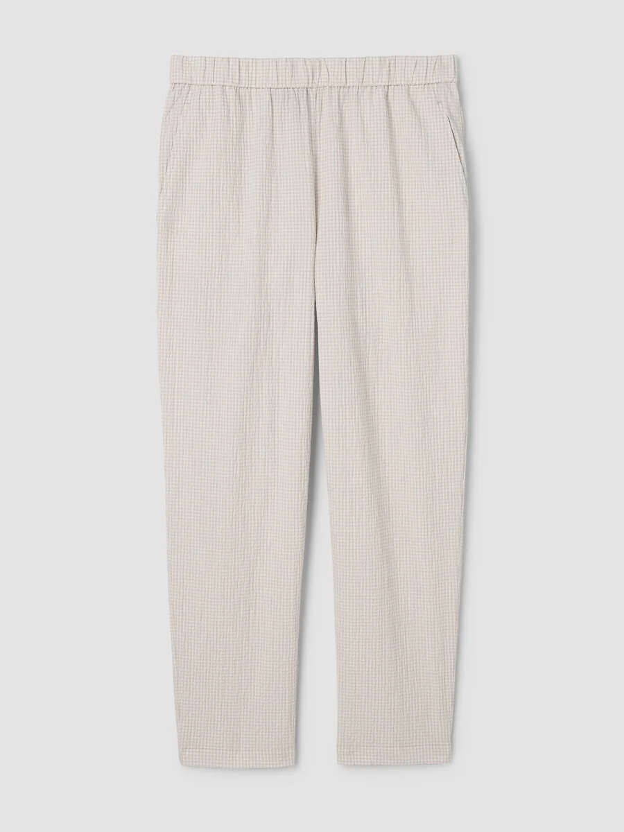 Organic Cotton Pucker Check Tapered Pant - 1